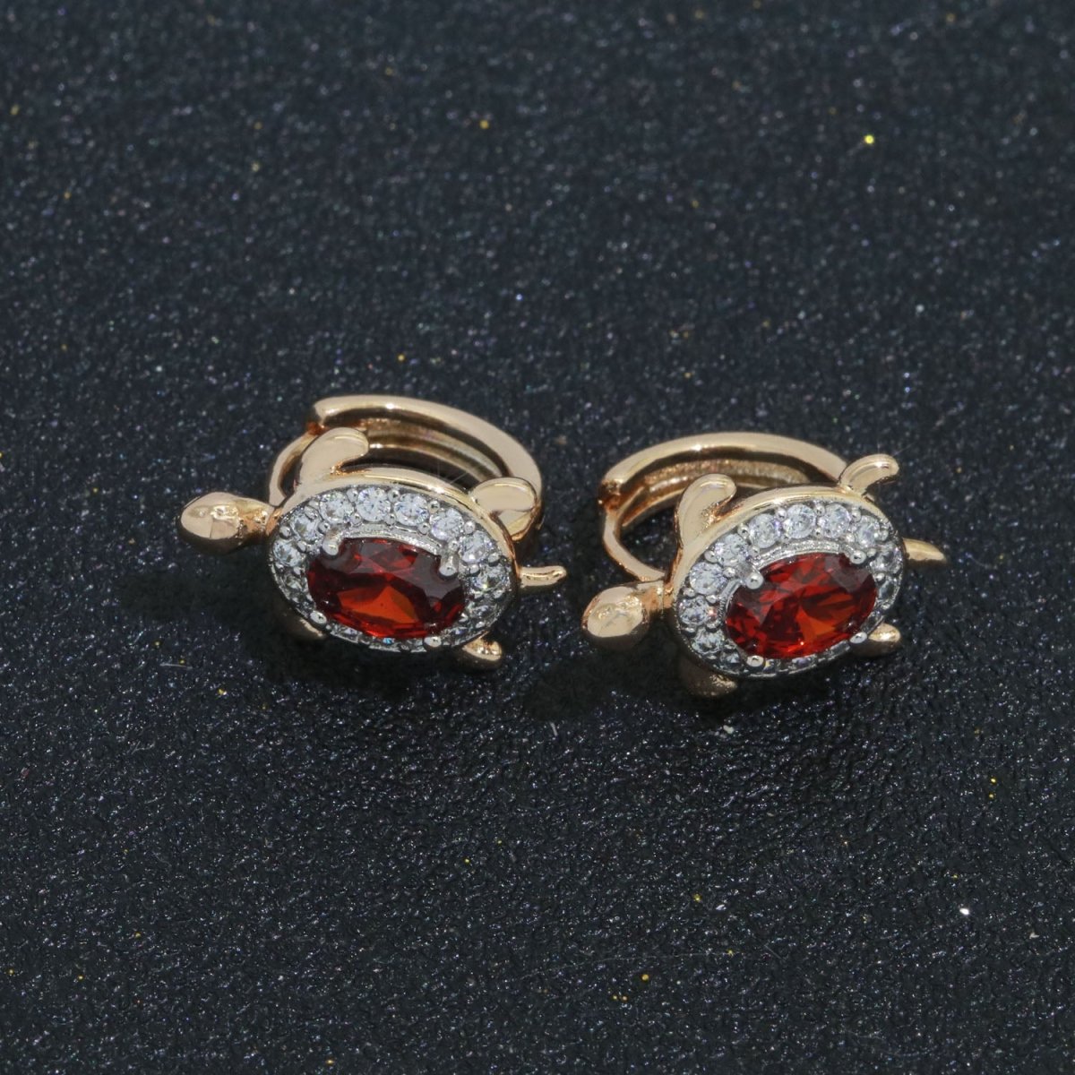 CZ Sea Turtle Earring 18k Gold Filled | Turtle Jewelry | Blue Red Pink Black Green Clear Micro Pave Earring for Turtle Lovers | Under The sea Inspired