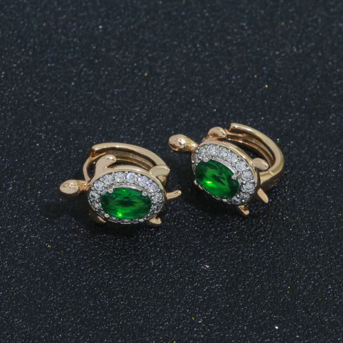 CZ Sea Turtle Earring 18k Gold Filled | Turtle Jewelry | Blue Red Pink Black Green Clear Micro Pave Earring for Turtle Lovers | Under The sea Inspired