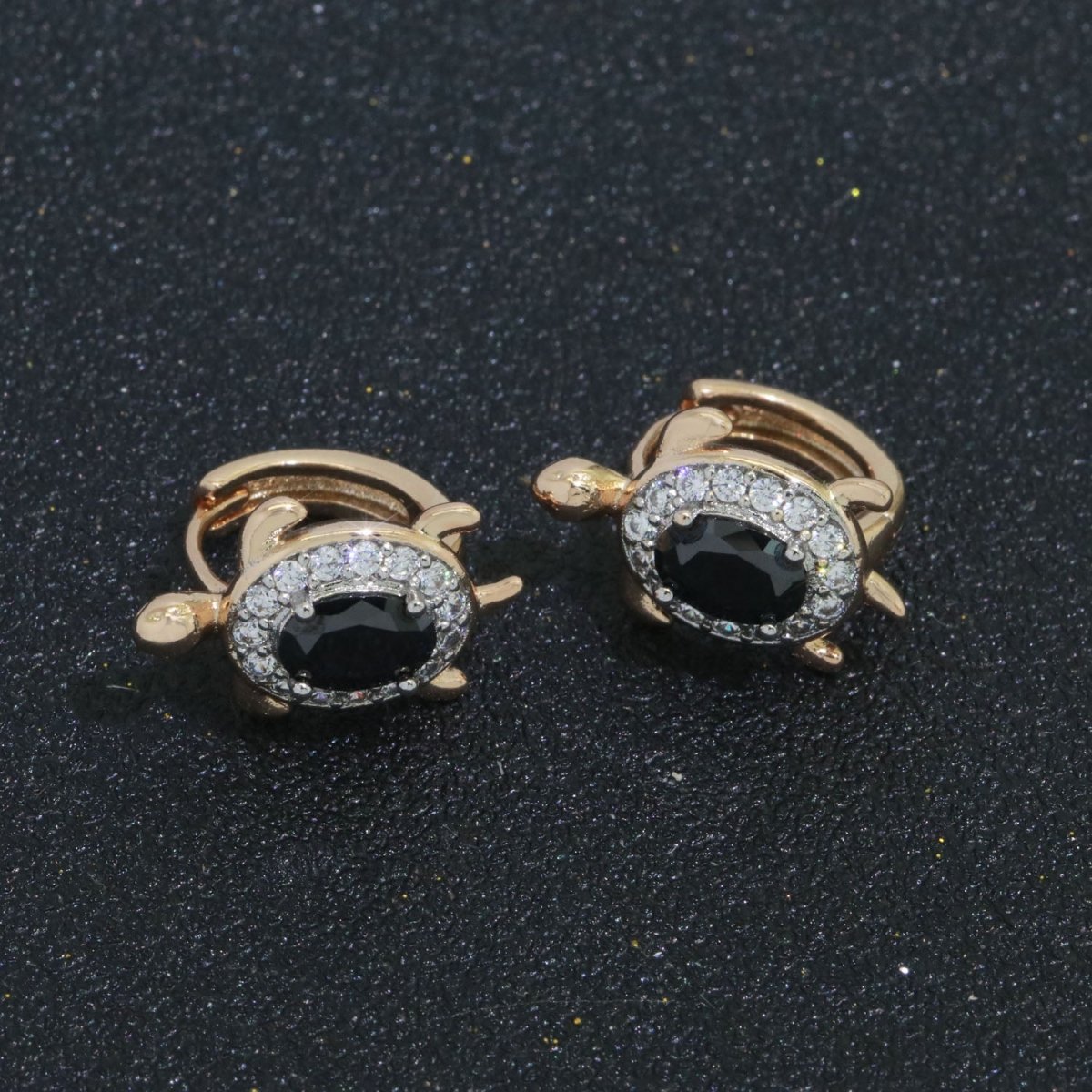 CZ Sea Turtle Earring 18k Gold Filled | Turtle Jewelry | Blue Red Pink Black Green Clear Micro Pave Earring for Turtle Lovers | Under The sea Inspired