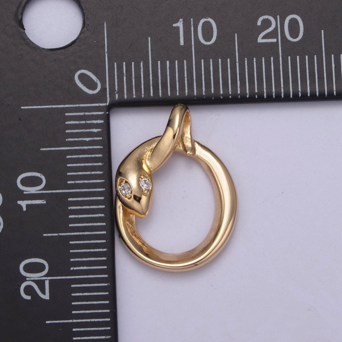 CZ Snake Serpent Serpentine Charm Reptile Pendant, Cubic Zirconia Snake Gold Filled Charm, Animal Chinese Zodiac H-552