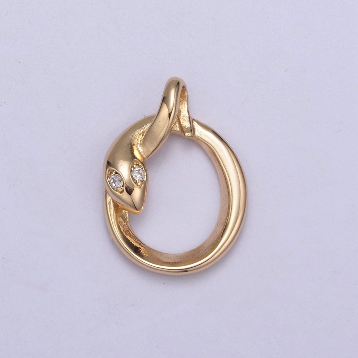 CZ Snake Serpent Serpentine Charm Reptile Pendant, Cubic Zirconia Snake Gold Filled Charm, Animal Chinese Zodiac H-552