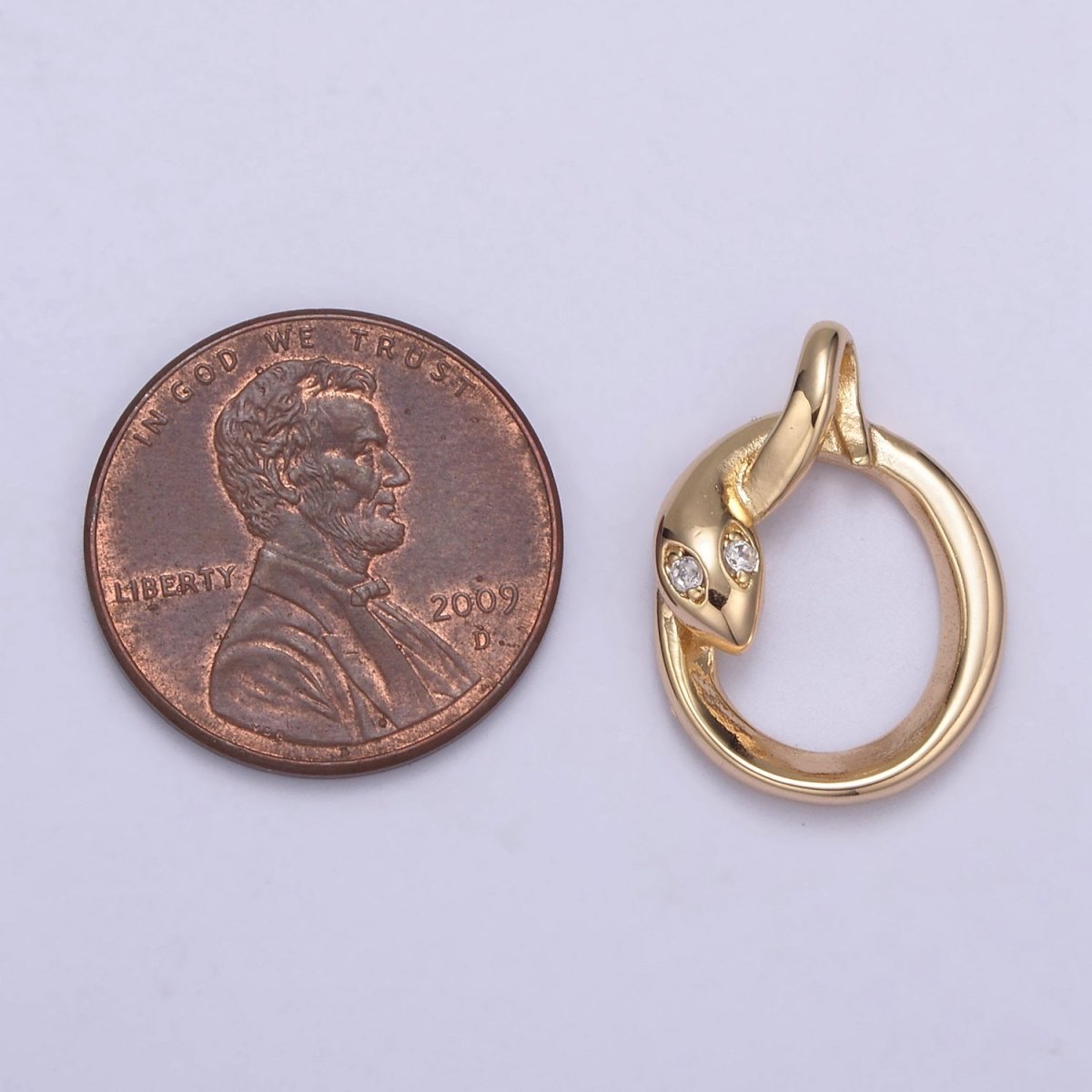CZ Snake Serpent Serpentine Charm Reptile Pendant, Cubic Zirconia Snake Gold Filled Charm, Animal Chinese Zodiac H-552