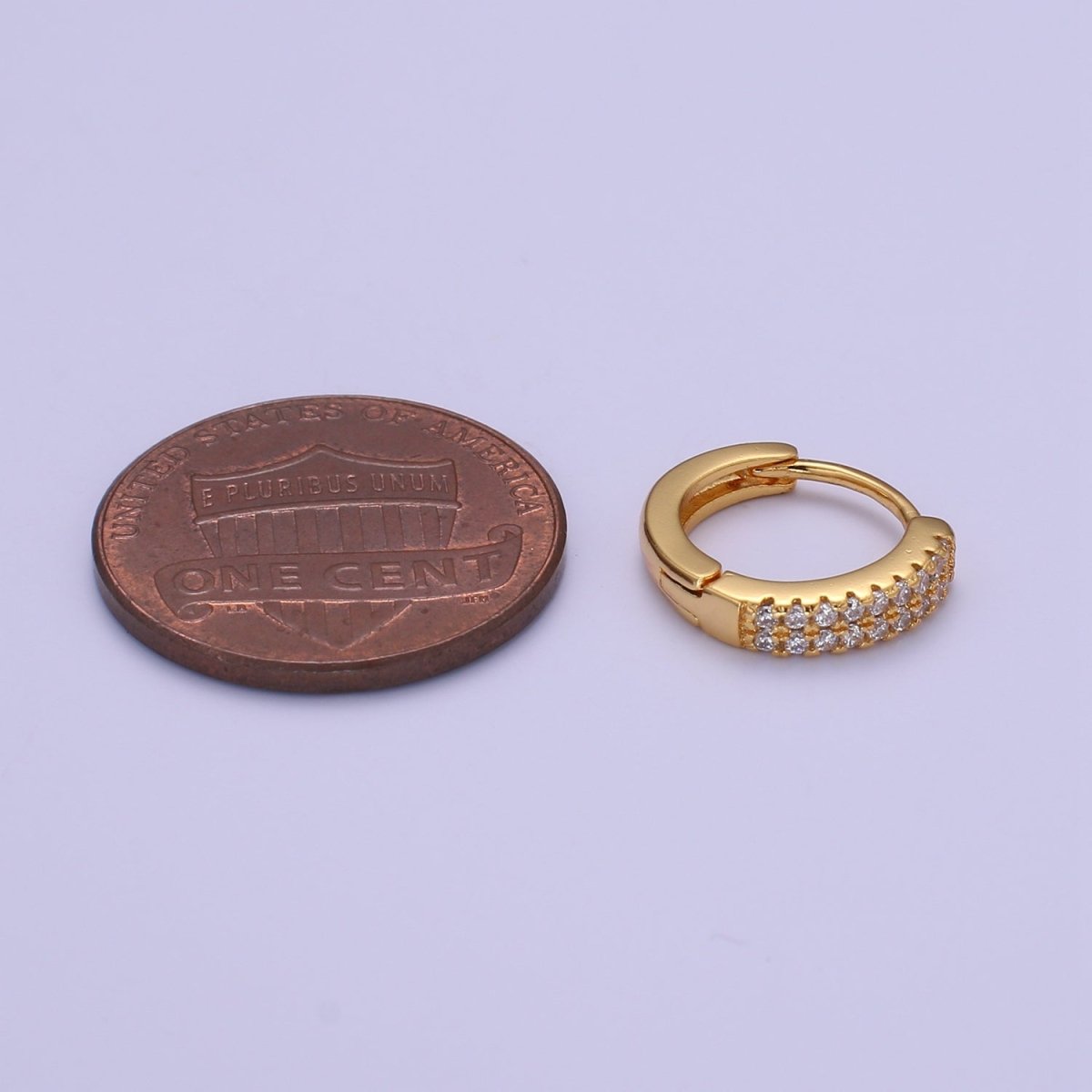 Dainty 11MM huggie hoop earrings, Small cz gold hoops with diamonds, Pavé setting small hoops, minimalist jewelry with open link for charm P-087
