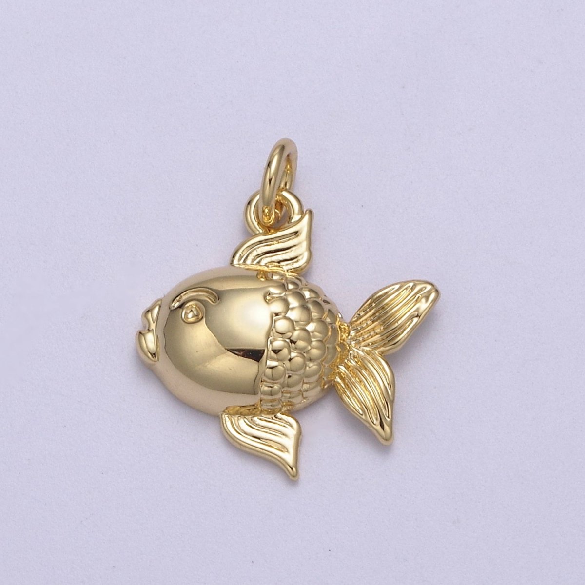 Dainty 14k Godl Filled Puffy Goldfish Pet Fish Charm Animal Pendant N-817
