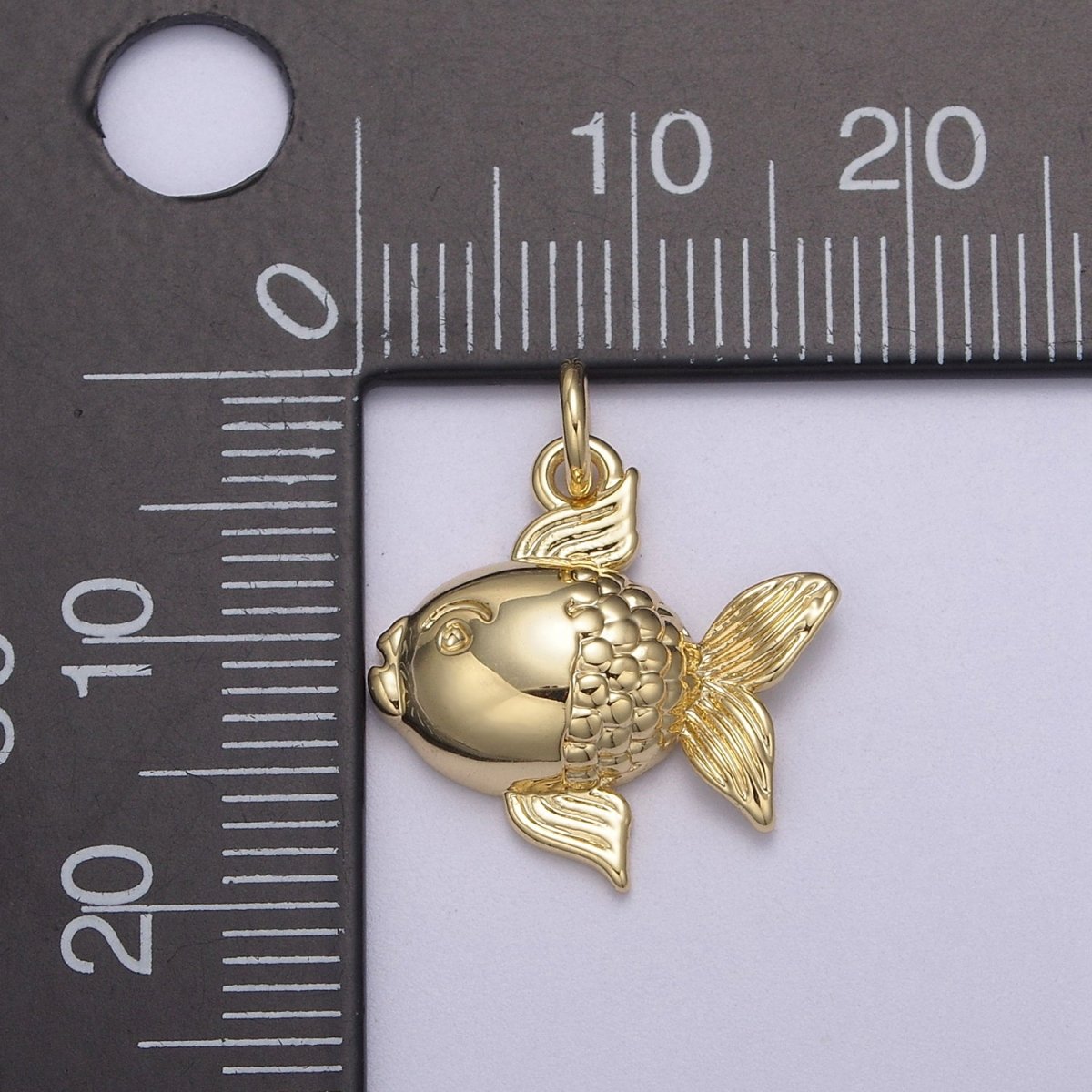 Dainty 14k Godl Filled Puffy Goldfish Pet Fish Charm Animal Pendant N-817