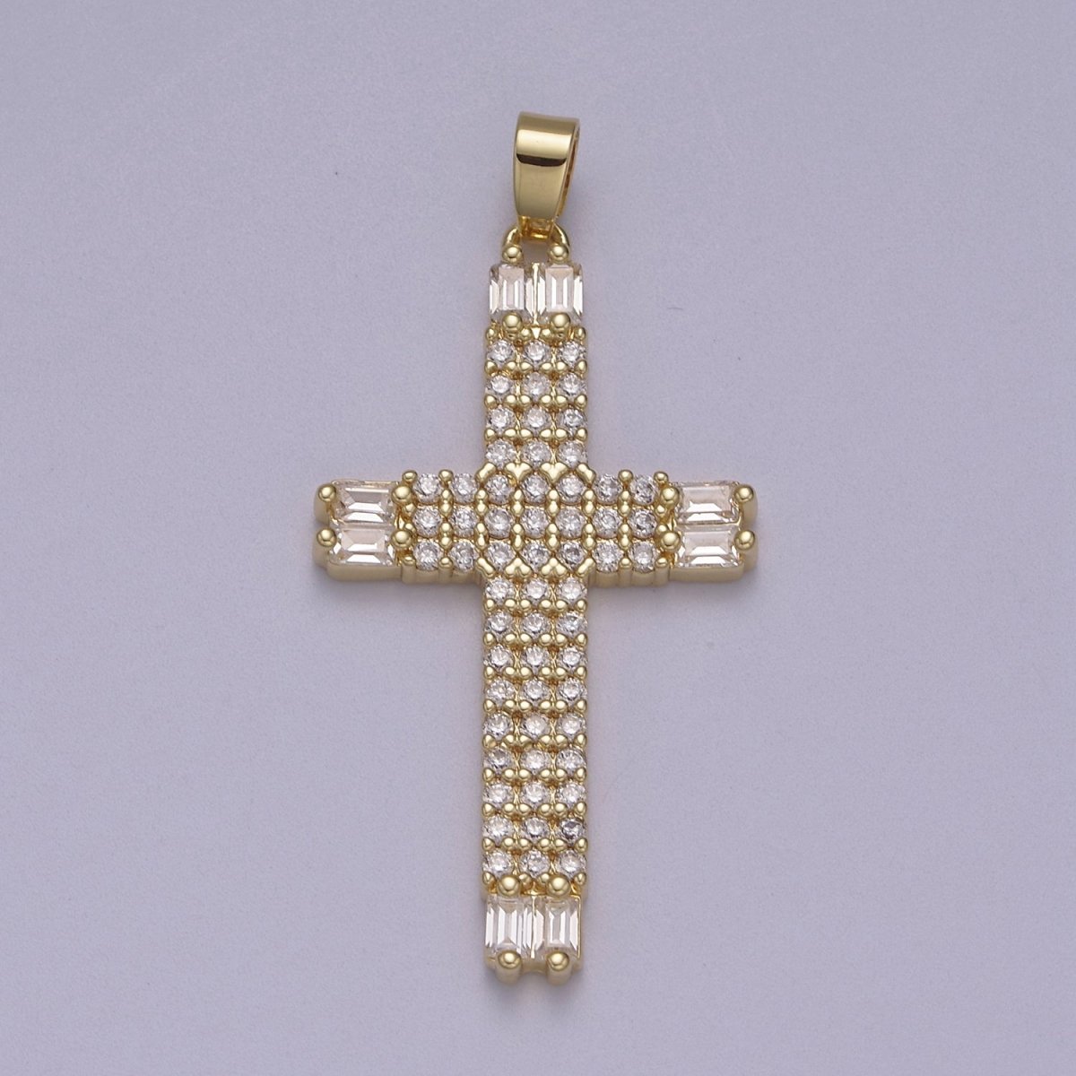 Dainty 14K Gold Filled Cross Pendant Clear CZ Cross Charm for Minimalist Jewelry N-609