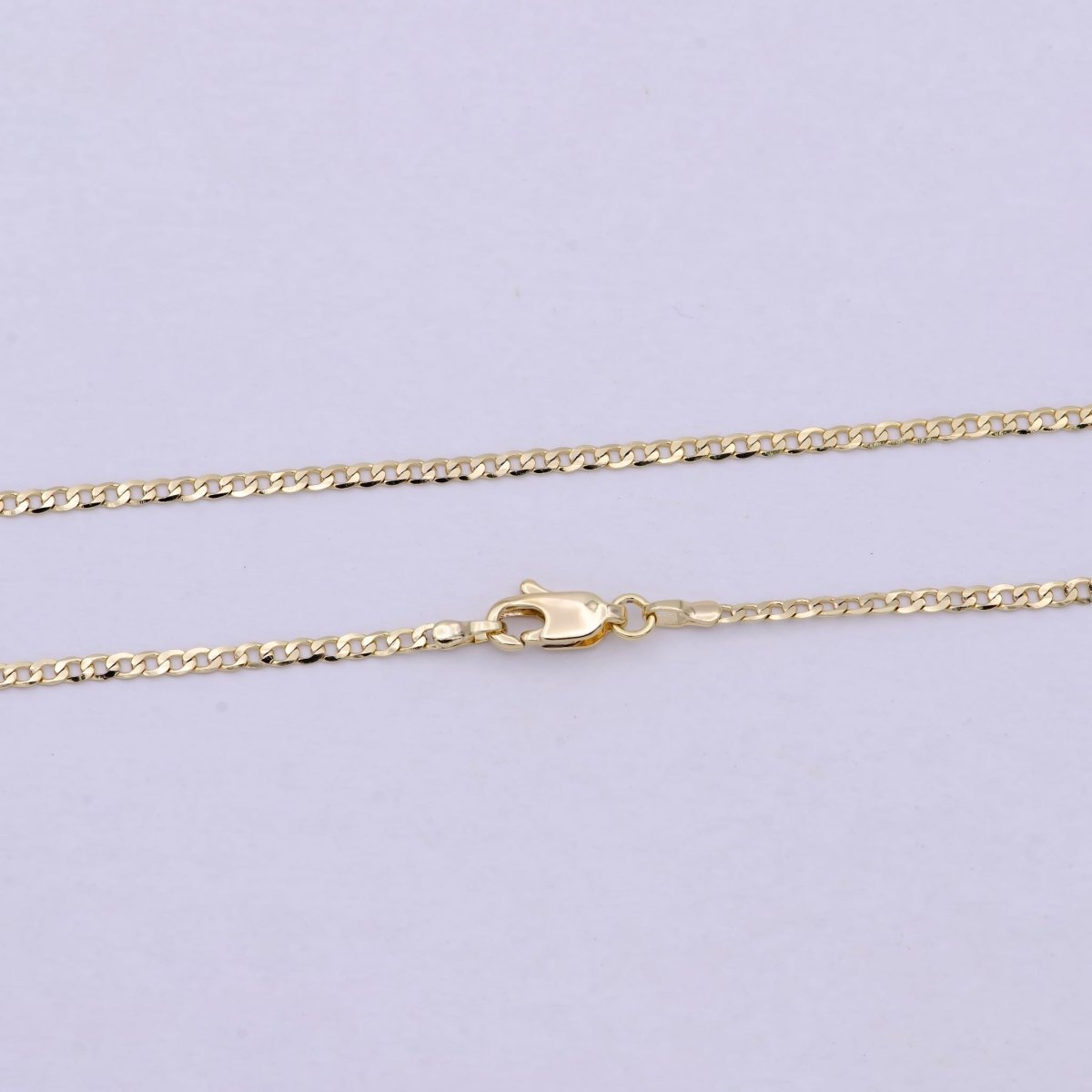 Dainty 14K Gold Filled Flat Curb Chain Necklace 1.8mm Finished Chain 19.5 inch | WA-622 Clearance Pricing