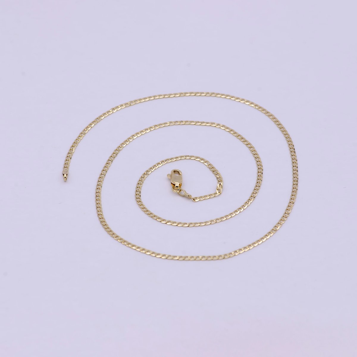 Dainty 14K Gold Filled Flat Curb Chain Necklace 1.8mm Finished Chain 19.5 inch | WA-622 Clearance Pricing