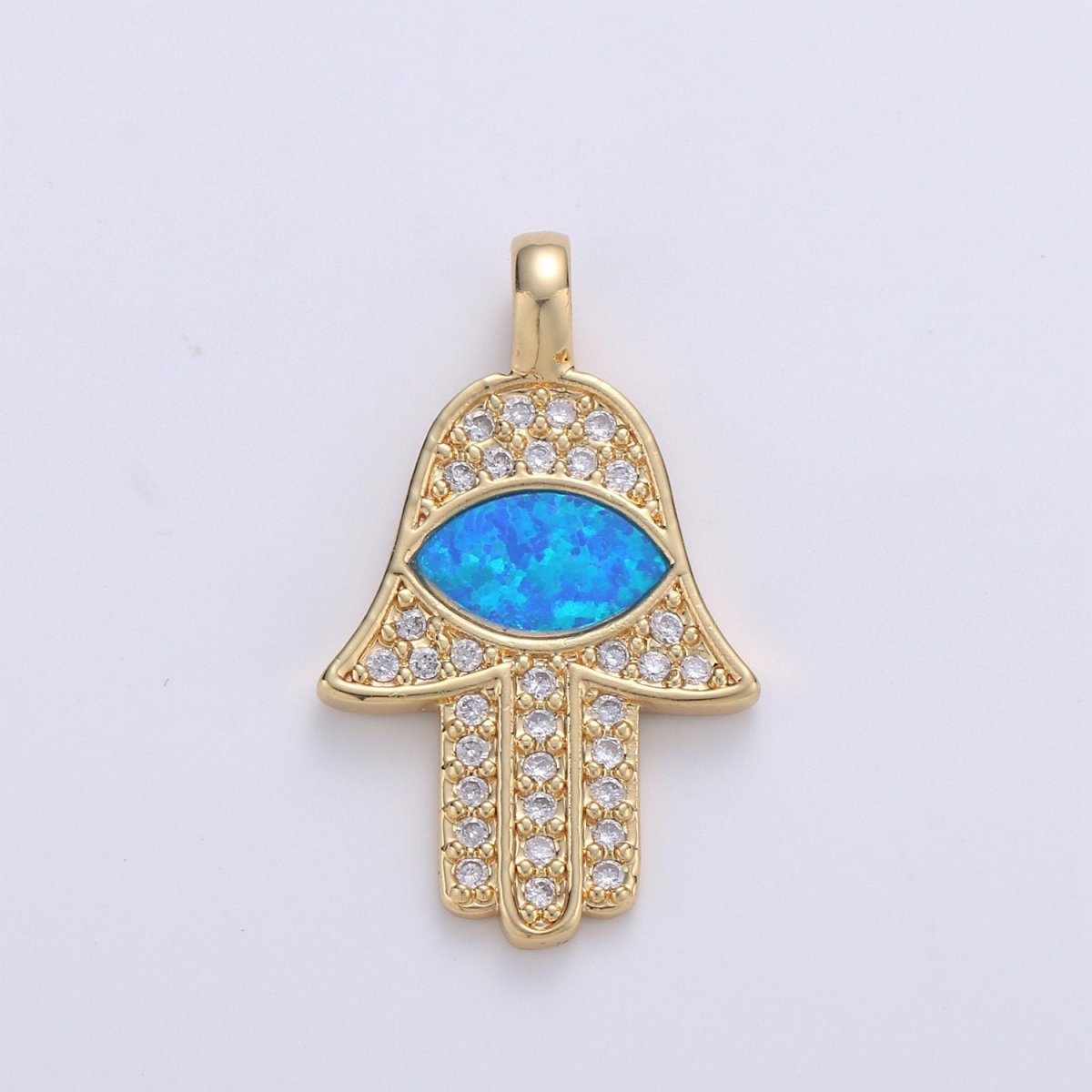 Dainty 14k Gold Filled Hamsa Hand Charm, Opal Hamsa Charm for Necklace Earring Bracelet Micro Pave Evil Eye Charm Supply J-020~J-022