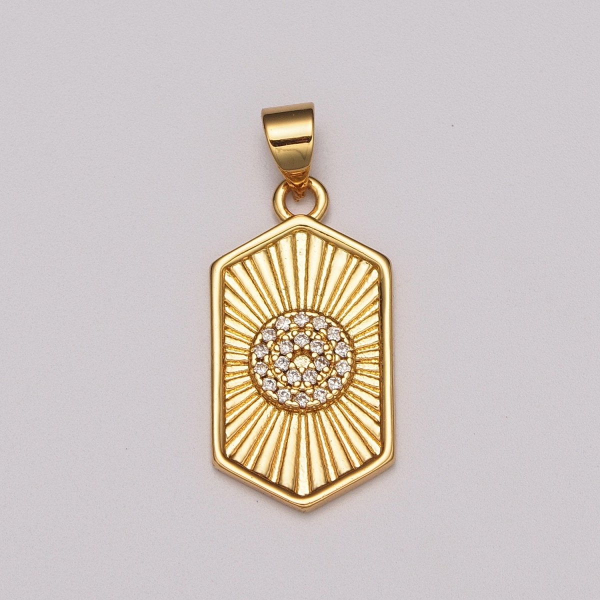 Dainty 14k Gold Filled Hexagon Medallion Pendant Gold Sunburst Charm Necklace Boho Chic Gold Geometric Necklace Celestial Jewelry Charm N-1413