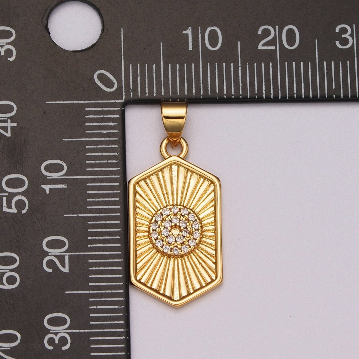 Dainty 14k Gold Filled Hexagon Medallion Pendant Gold Sunburst Charm Necklace Boho Chic Gold Geometric Necklace Celestial Jewelry Charm N-1413