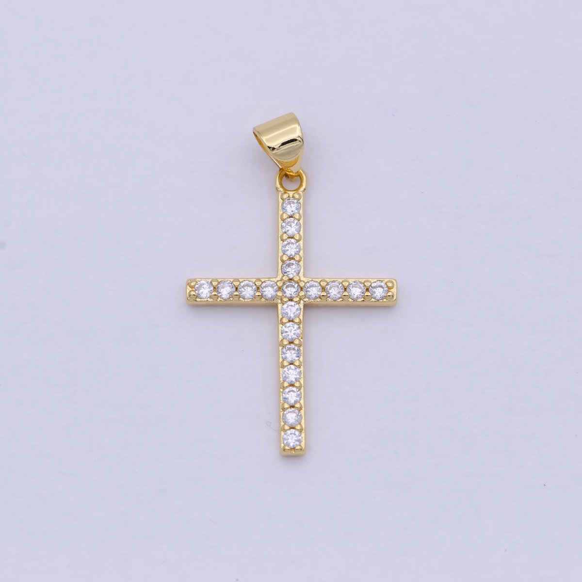 Dainty 14k Gold Filled Micro Pave CZ Cross Pendant I-890