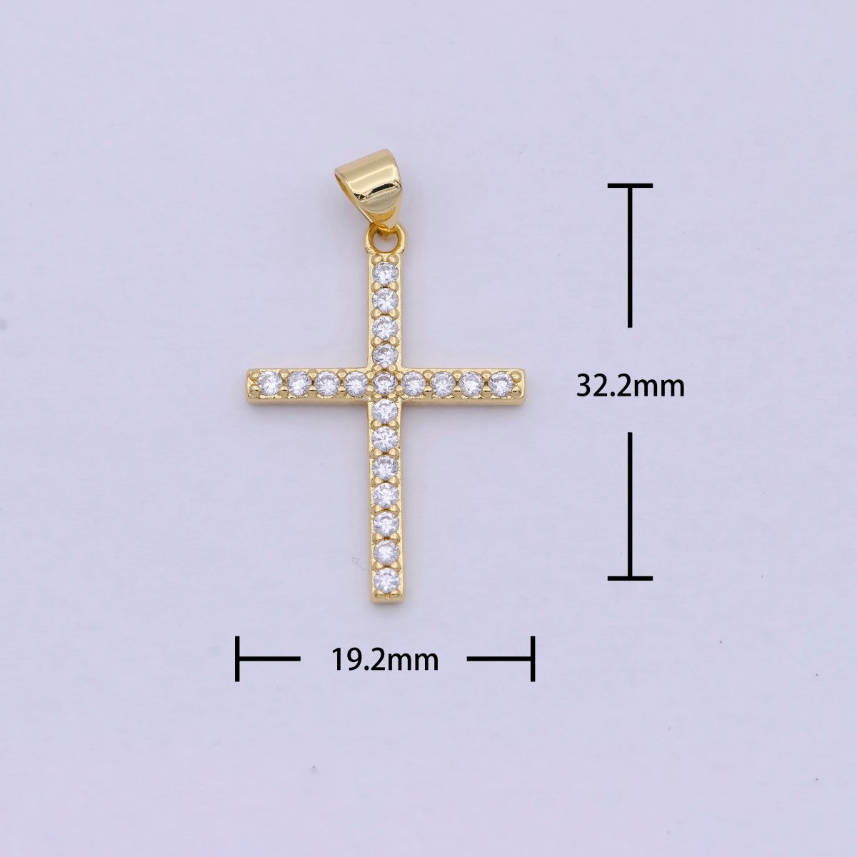 Dainty 14k Gold Filled Micro Pave CZ Cross Pendant I-890