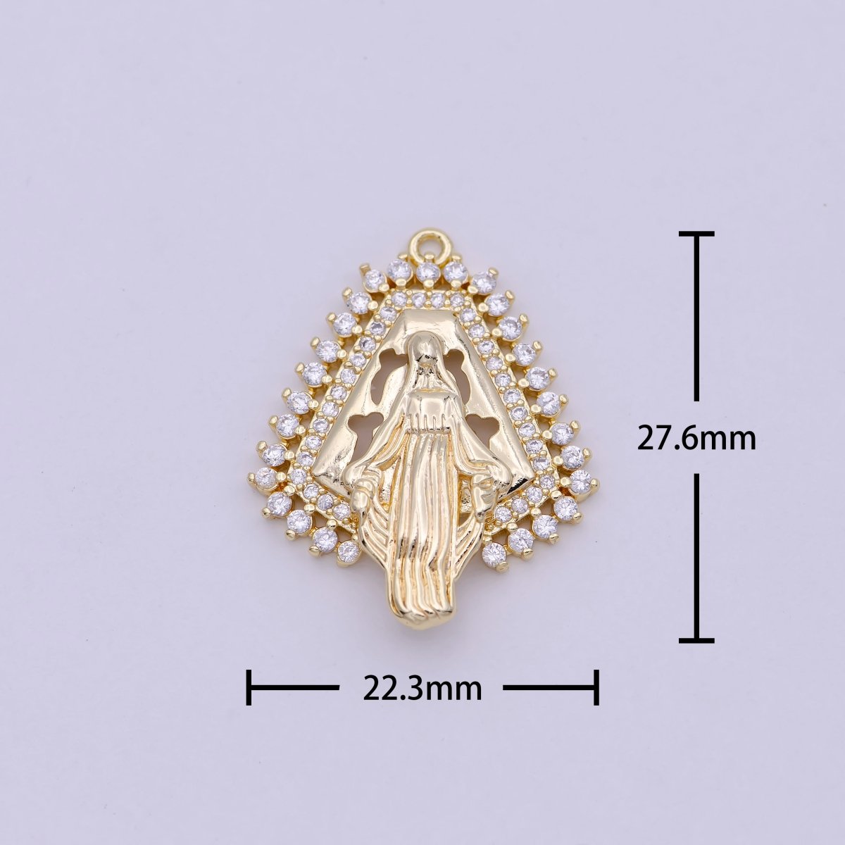 Dainty 14K Gold Filled Miraculous Lady Virgin Mary Charm Delicate Micro Pave Religious Charm N-458