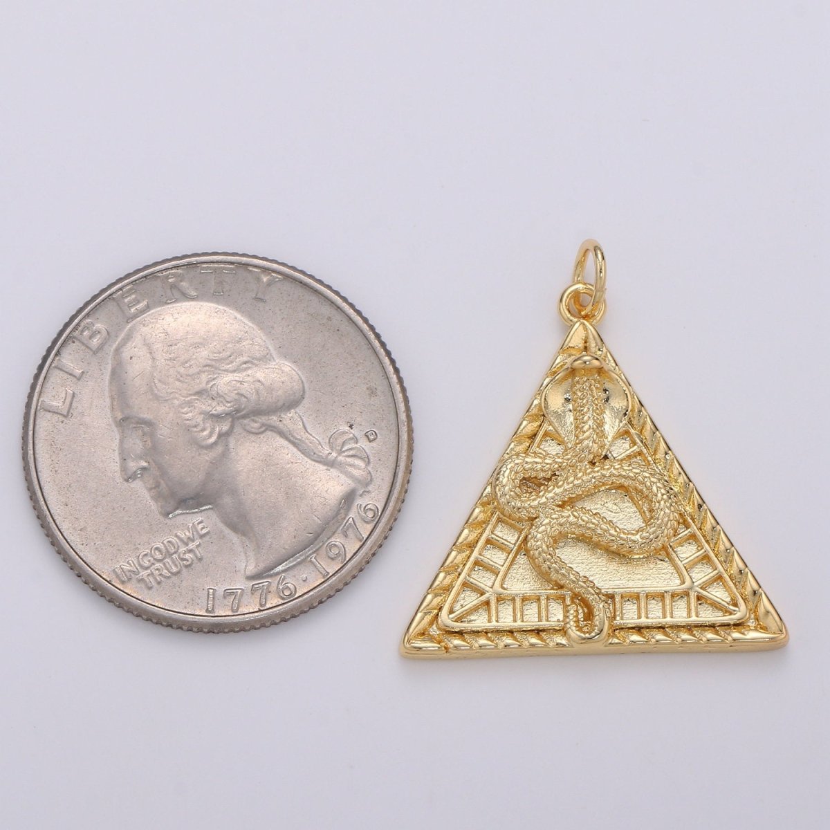Dainty 14K Gold Filled Pyramid Charm, Snake pendant, Serpent Charm Egyptian Jewelry Supply  D-319
