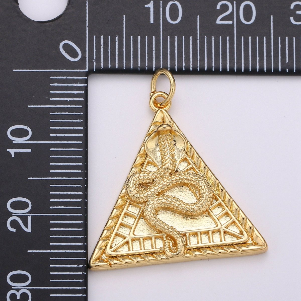 Dainty 14K Gold Filled Pyramid Charm, Snake pendant, Serpent Charm Egyptian Jewelry Supply  D-319