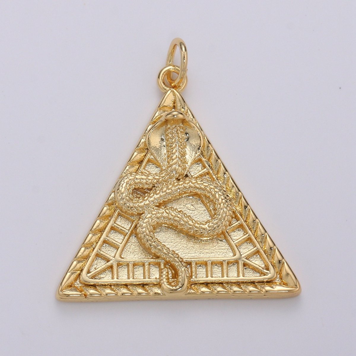 Dainty 14K Gold Filled Pyramid Charm, Snake pendant, Serpent Charm Egyptian Jewelry Supply  D-319