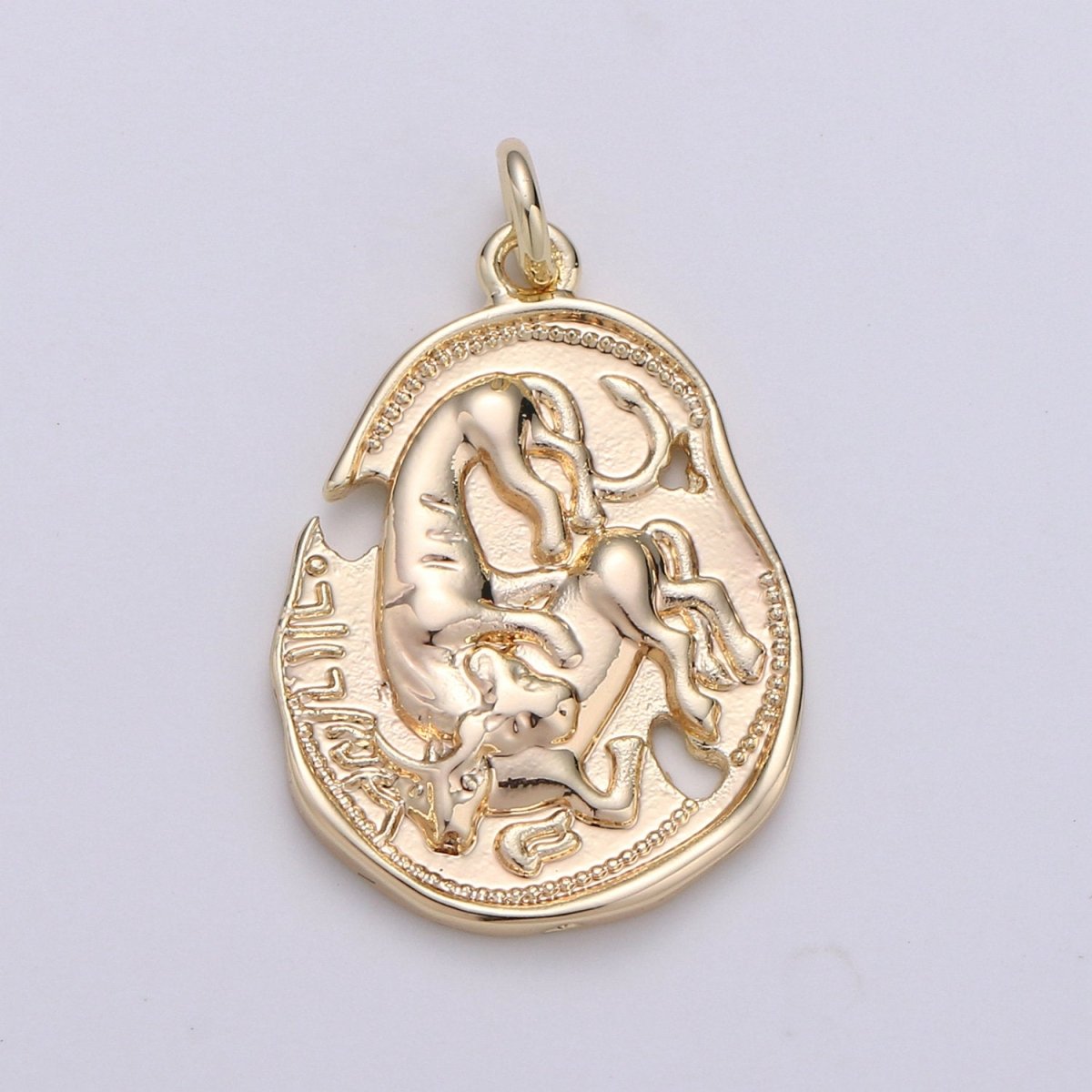 Dainty 14k Gold Filled Rustic Coin Charm Vintage Medallion for Bracelet Necklace Pendant Earring Findings for Jewelry Making D-404