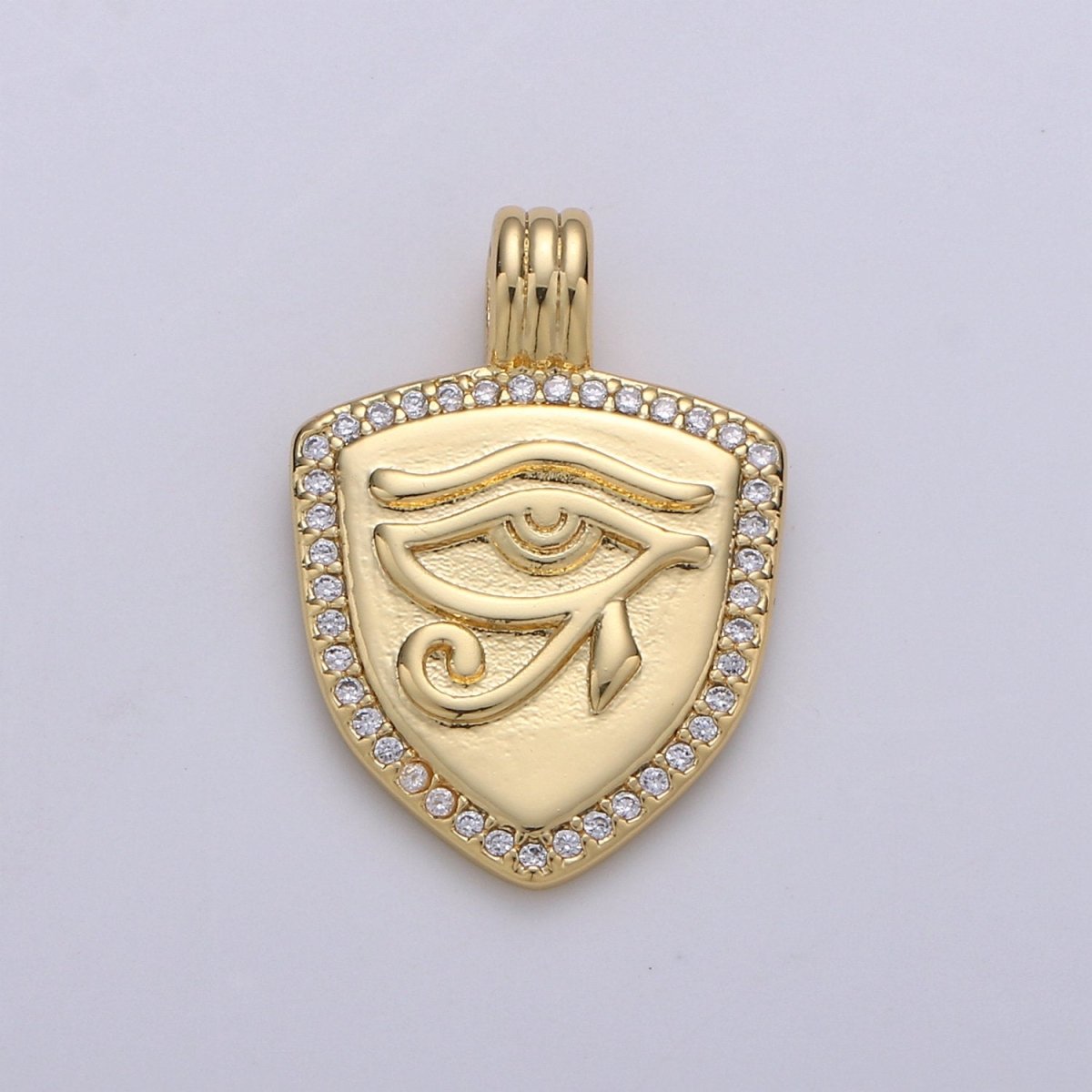 Dainty 14k Gold Filled Shield Charm, Cz Shield pendant, Micro Pave Eye Of Ra Pendant Protection Jewelry Supply I-926