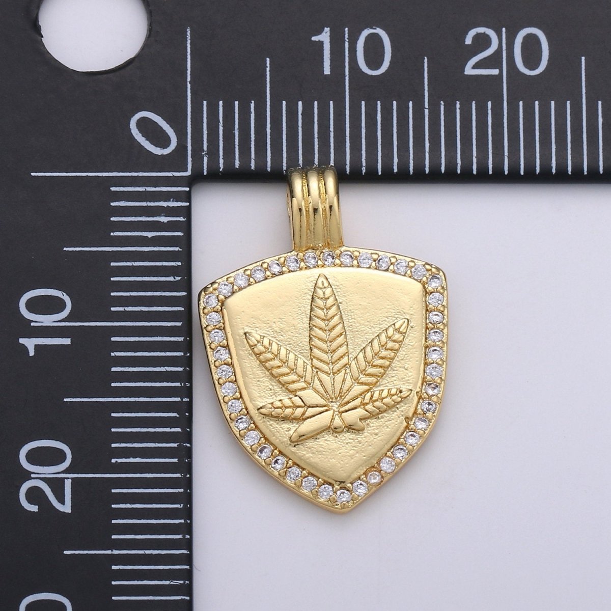 Dainty 14k Gold Filled Shield Charm, Cz Shield pendant, Micro Pave Weed Pendant Protection Jewelry Supply I-931