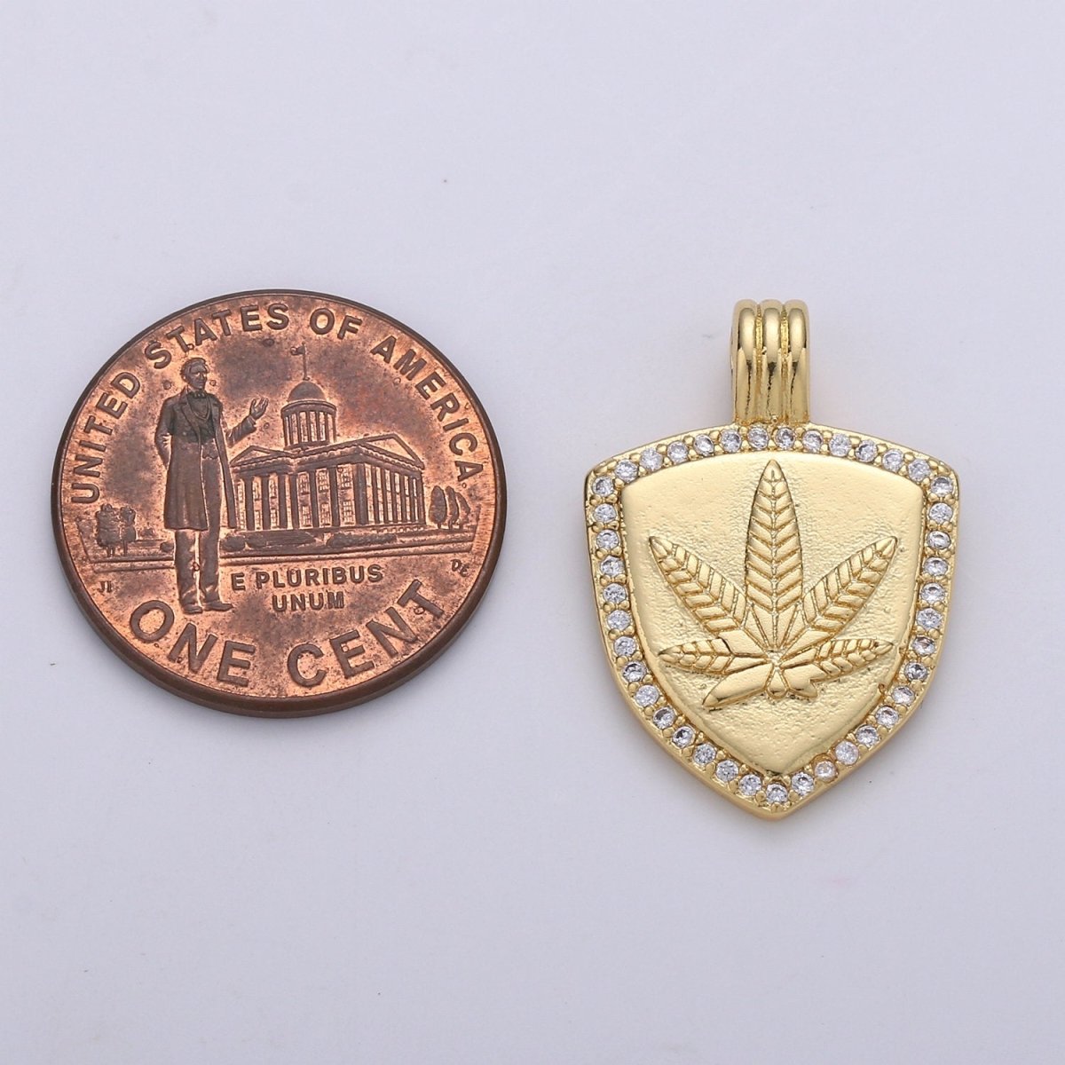 Dainty 14k Gold Filled Shield Charm, Cz Shield pendant, Micro Pave Weed Pendant Protection Jewelry Supply I-931