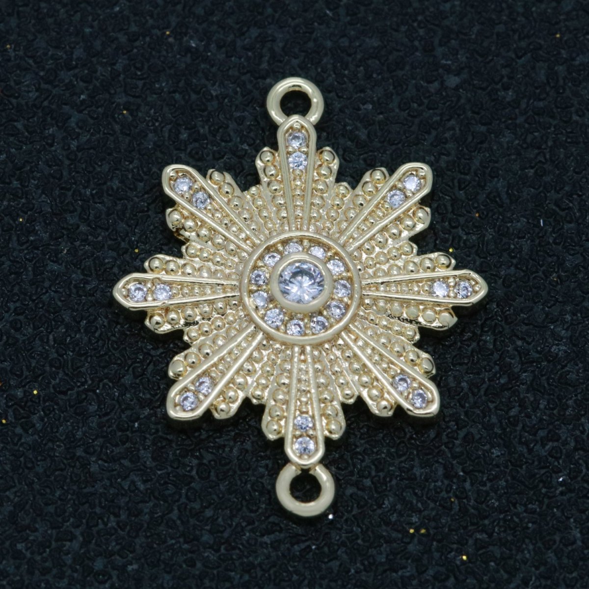 Dainty 14K Gold Filled SunBurst Charm Connector Sun Burst Cz Link Connector for Bracelet Necklace Component F-932
