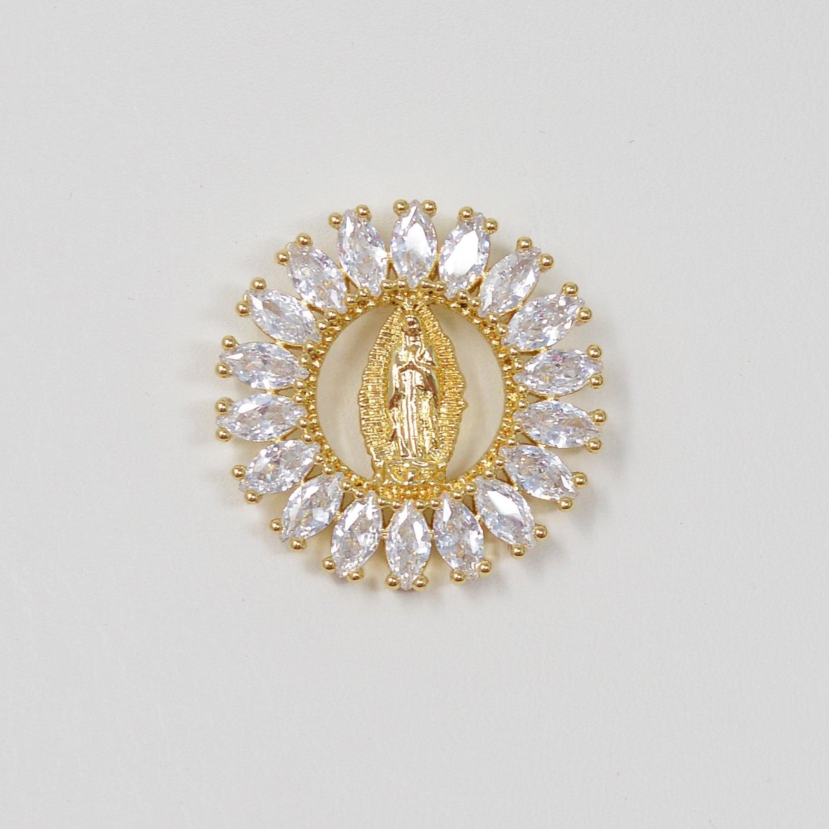Dainty 14k Gold Filled Virgin Mary Pendant Necklace marquise Lady of Guadalupe Medallion for Religious Jewelry H-895