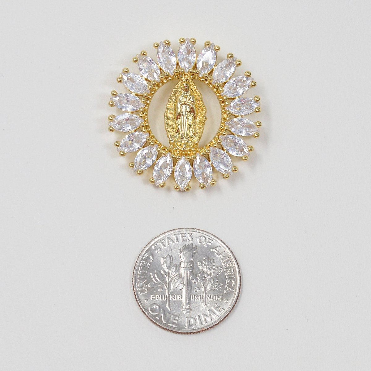 Dainty 14k Gold Filled Virgin Mary Pendant Necklace marquise Lady of Guadalupe Medallion for Religious Jewelry H-895