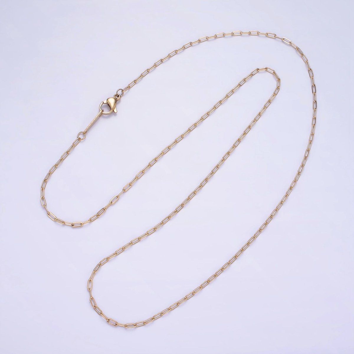 Dainty 1.7mm Gold PaperClip Chain Stainless Steel Necklace 20.5 inch long | WA-2415