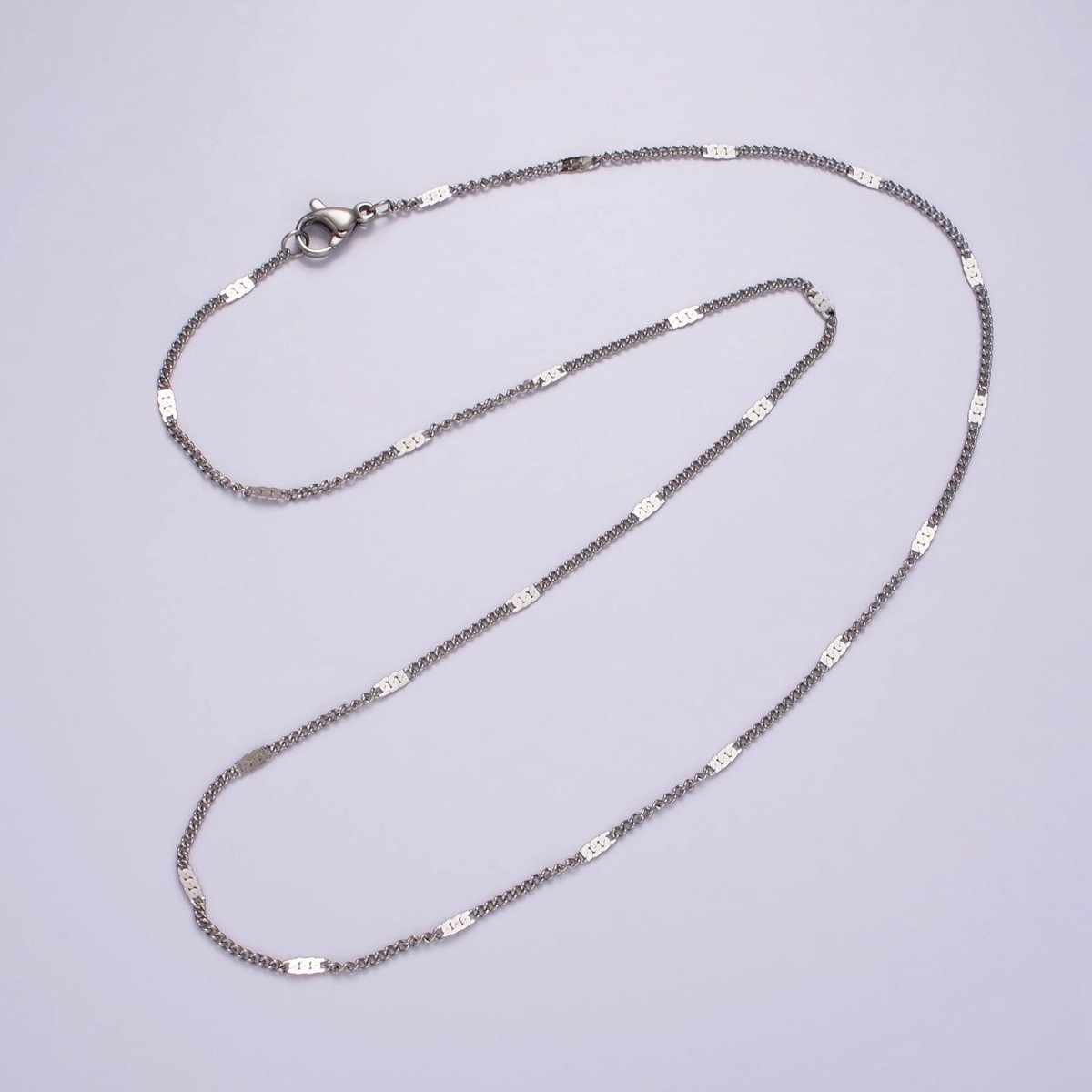 Dainty 18 inch Stainless Steel Curb chain Necklace 1.8mm width Unique Satellite Link Chain | WA-2391
