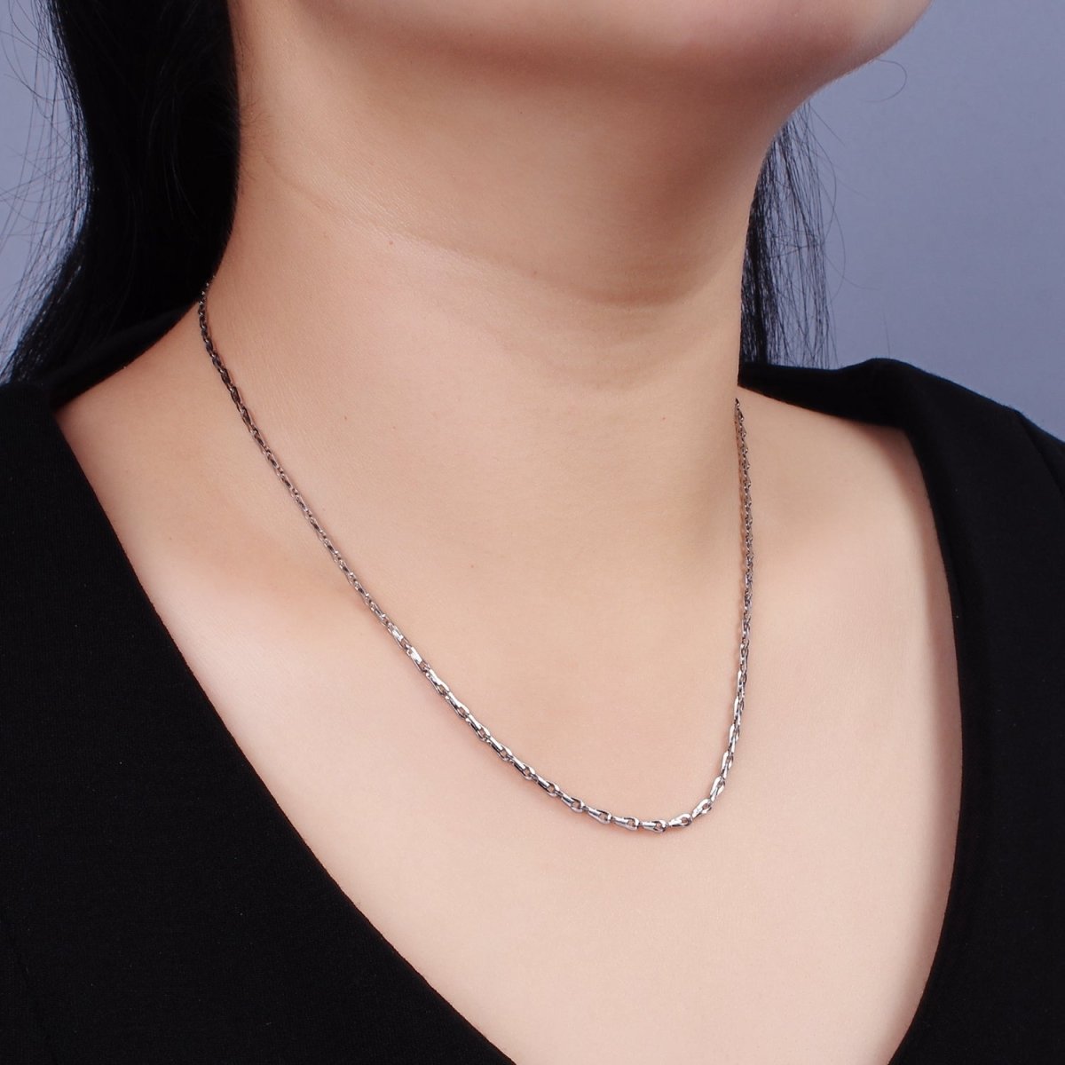 Dainty 18 inch Stainless Steel Horse shoe Barleycorn chain Necklace 2.1mm width Unique Horseshoe Link Chain | WA-2389 Clearance Pricing