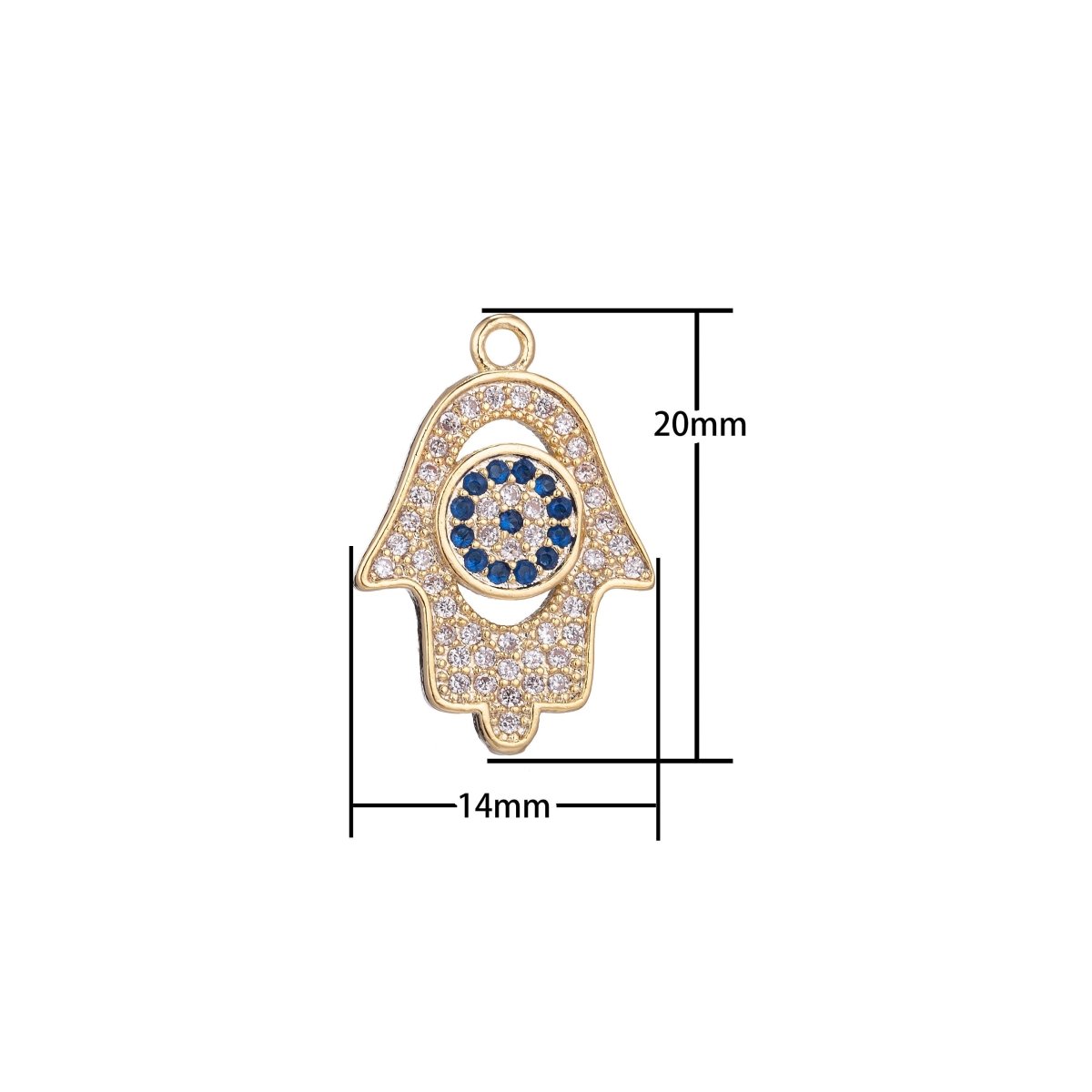 Dainty 18k Gold Fill CZ Hamsa Hand Charm Tiny Hamsa Charm in Micro Pave Hand of Fatima Charm for Bracelet Necklace Earring Making E-431