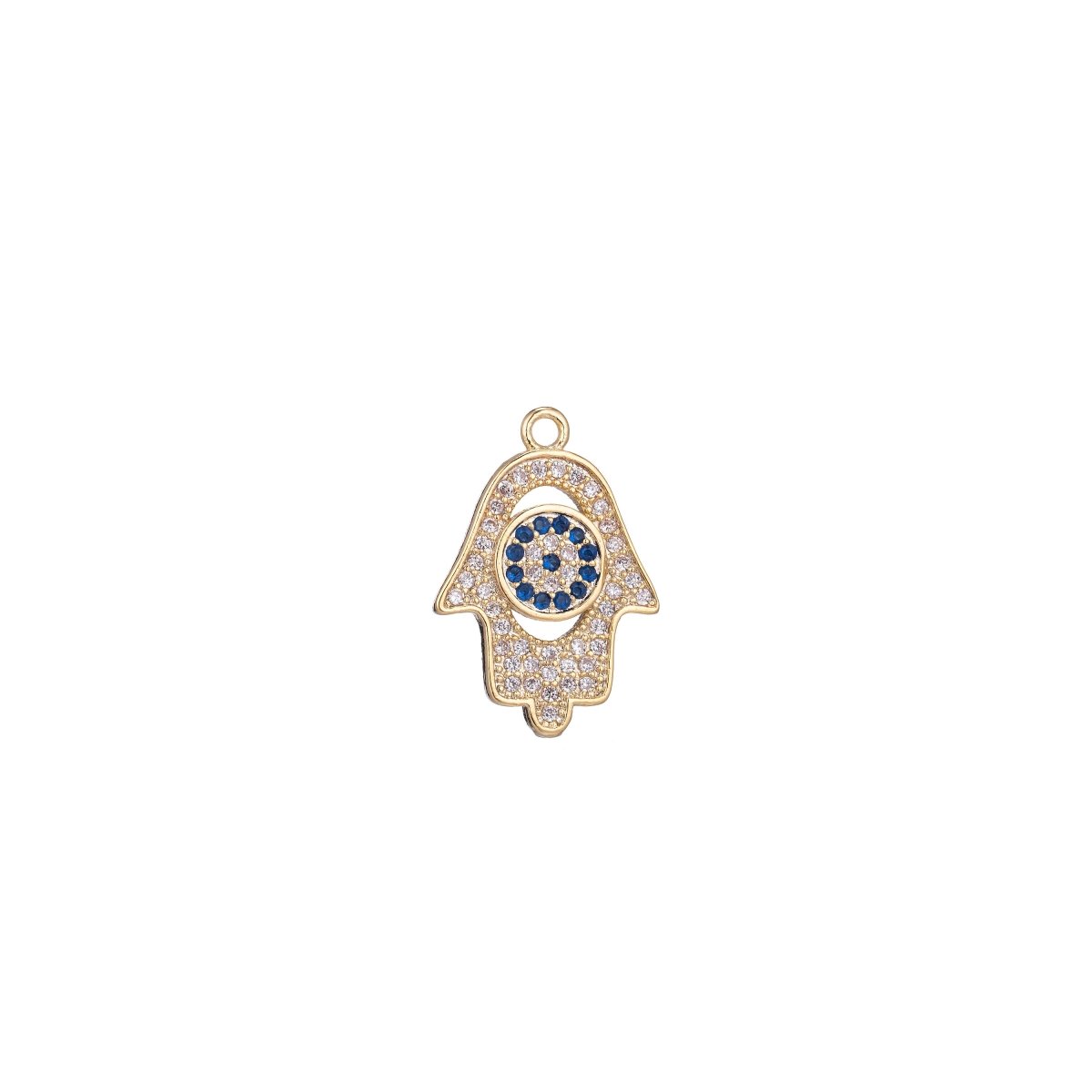 Dainty 18k Gold Fill CZ Hamsa Hand Charm Tiny Hamsa Charm in Micro Pave Hand of Fatima Charm for Bracelet Necklace Earring Making E-431