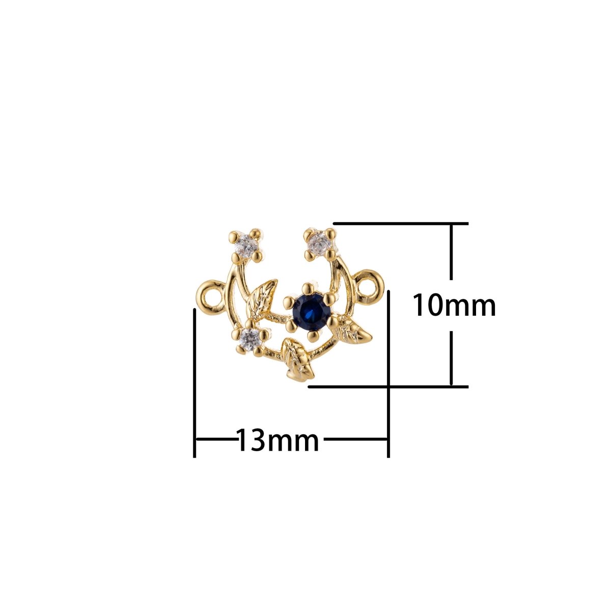 Dainty 18k Gold Filled Connector Micro Pave Moon Bracelet Connector Earring Crescent Moon Charm Connector Necklace Connector F-776