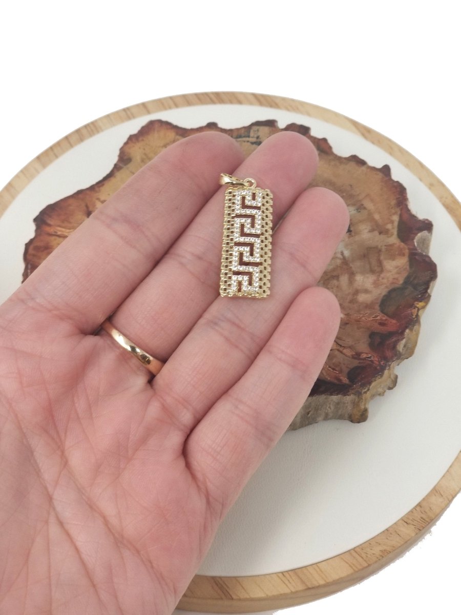 Dainty 18K Gold Filled CZ Geometric Charm, Micro Pave Cubic Zirconia Pendant, Gold Dangle Charm for Necklace Earring Component I-322