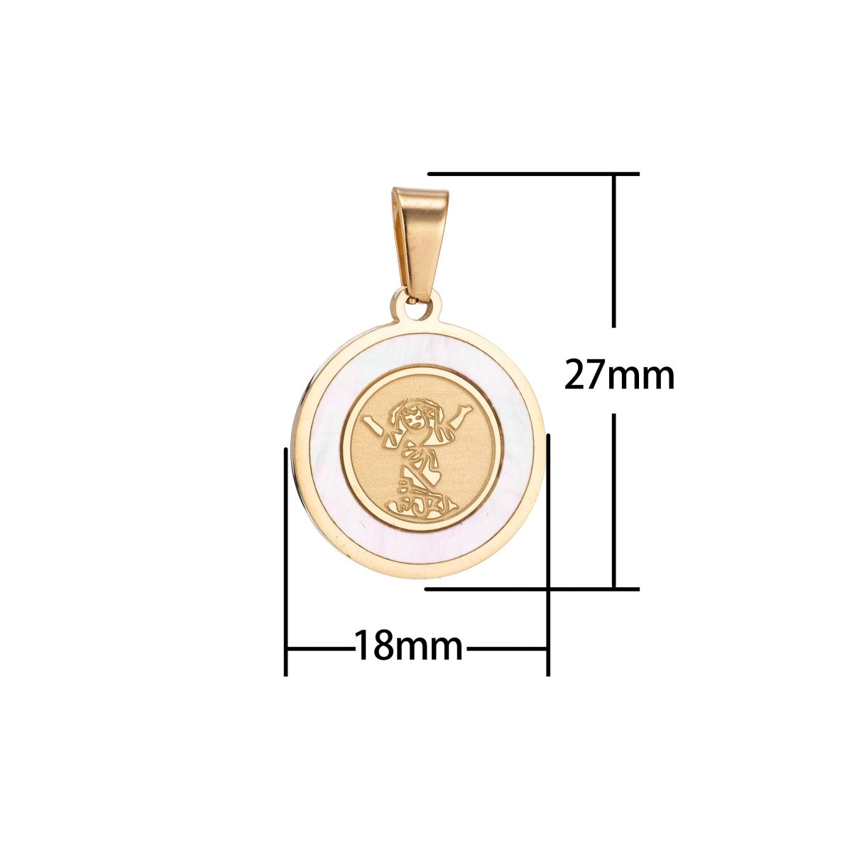 Dainty 18K Gold Filled Divino Nino Medal (Divine Infant Jesus) Coin with Sea Shell Religious Jewelry J-390