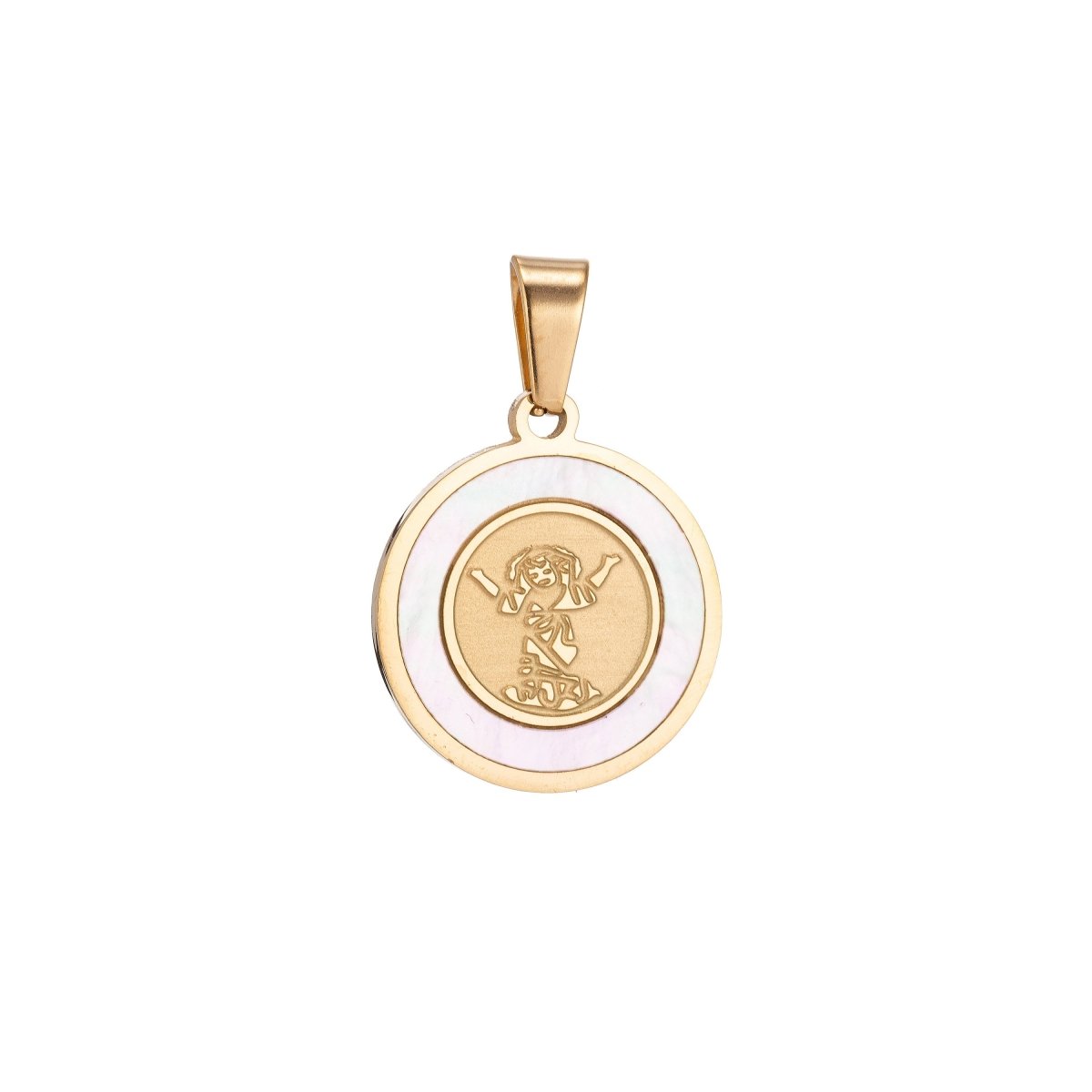 Dainty 18K Gold Filled Divino Nino Medal (Divine Infant Jesus) Coin with Sea Shell Religious Jewelry J-390