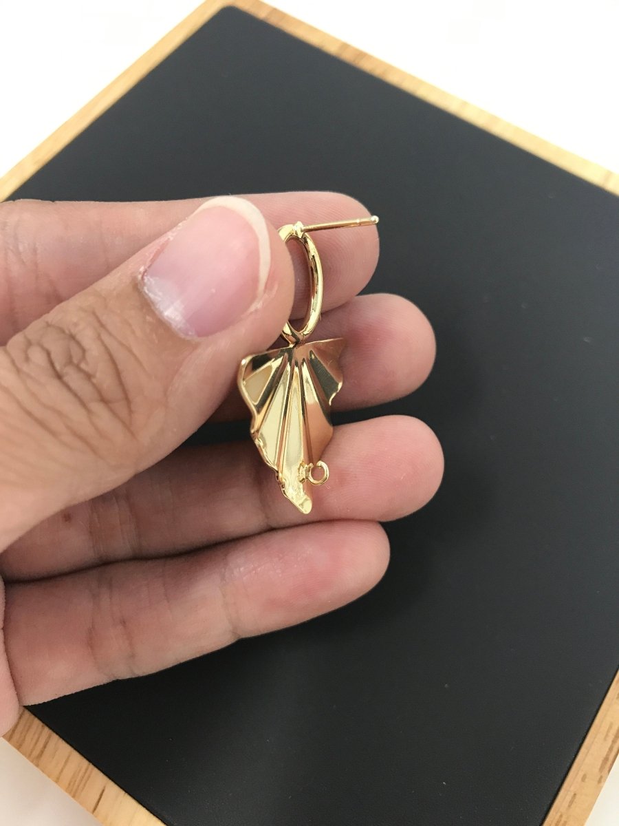 Dainty 18k Gold Filled Earrings Post with Links and Loop, Stud Earrings, Geometric Earring Findings for Jewelry Making Supplies K-009