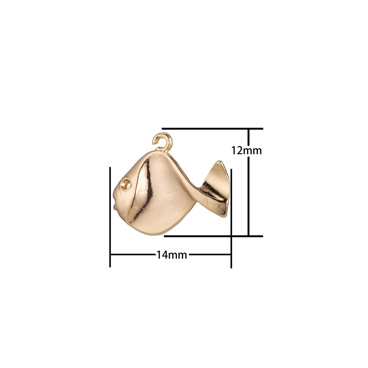 Dainty 18k Gold Filled Fish Charm for Bracelet Necklace Pendant Earring Golden Cute Goldfish Animal Lover Findings for Jewelry Making C-329