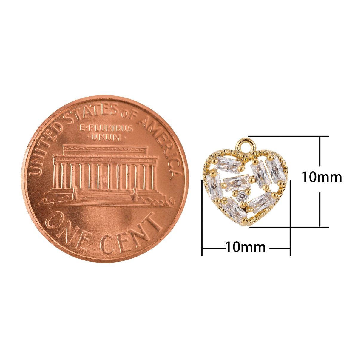 Dainty 18k Gold Filled Heart Charm Dangling Pendant w/ Cubic Zircon for Layer Necklace Earring Charm Jewelry Making E-462