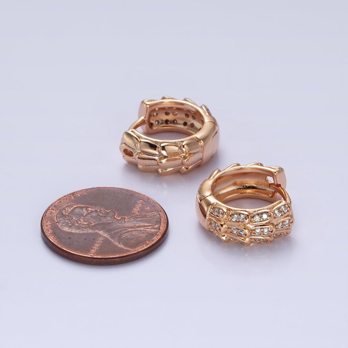 Dainty 18K Gold Filled Huggie Earring with Micro Pave Stone Lever Back Earring AB799