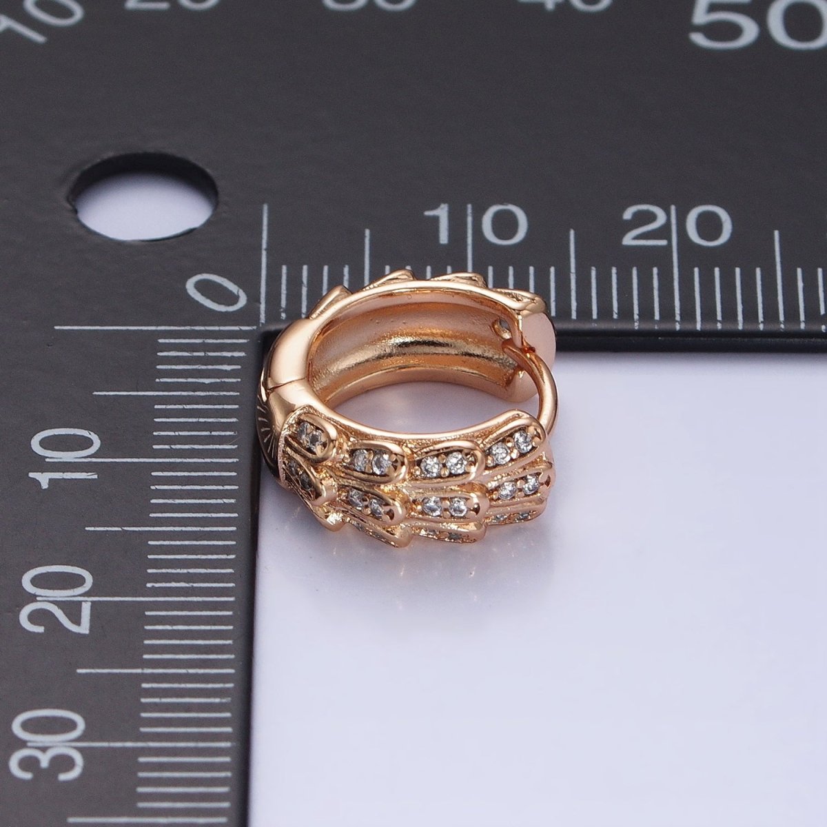 Dainty 18K Gold Filled Huggie Earring with Micro Pave Stone Lever Back Earring AB799