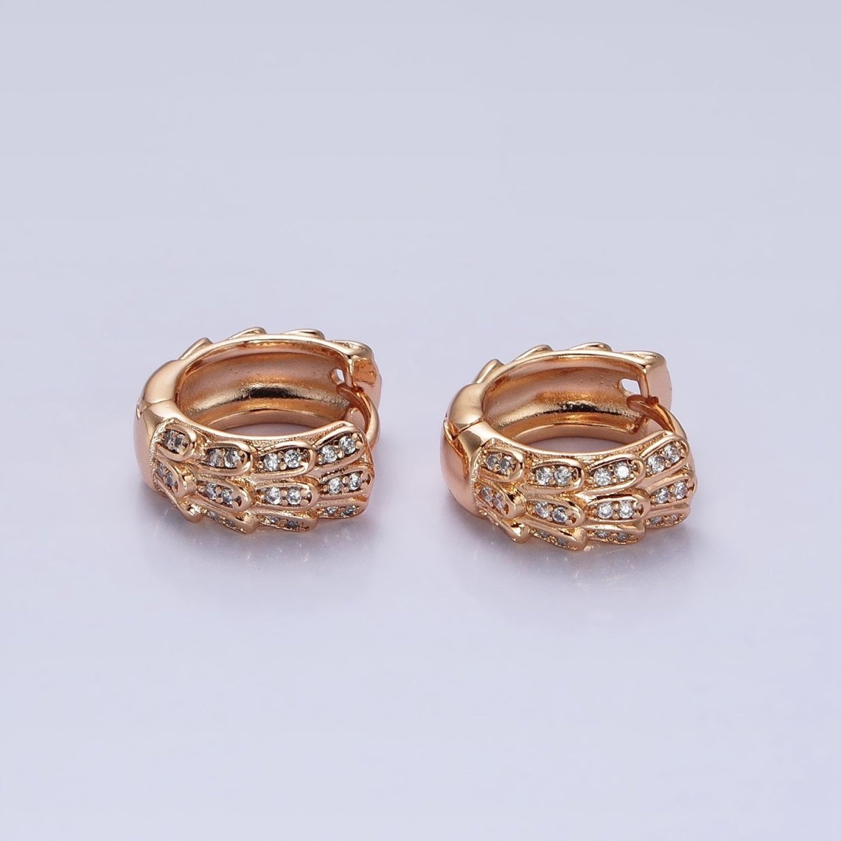 Dainty 18K Gold Filled Huggie Earring with Micro Pave Stone Lever Back Earring AB799