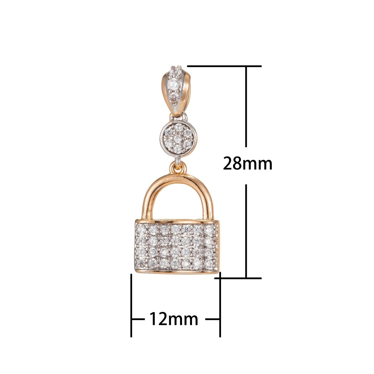 Dainty 18k Gold Filled Lock Charm Micro Pave Padlock Pendant for Necklace Charm Jewelry Making Supply Cubic Padlock Jewelry I-202
