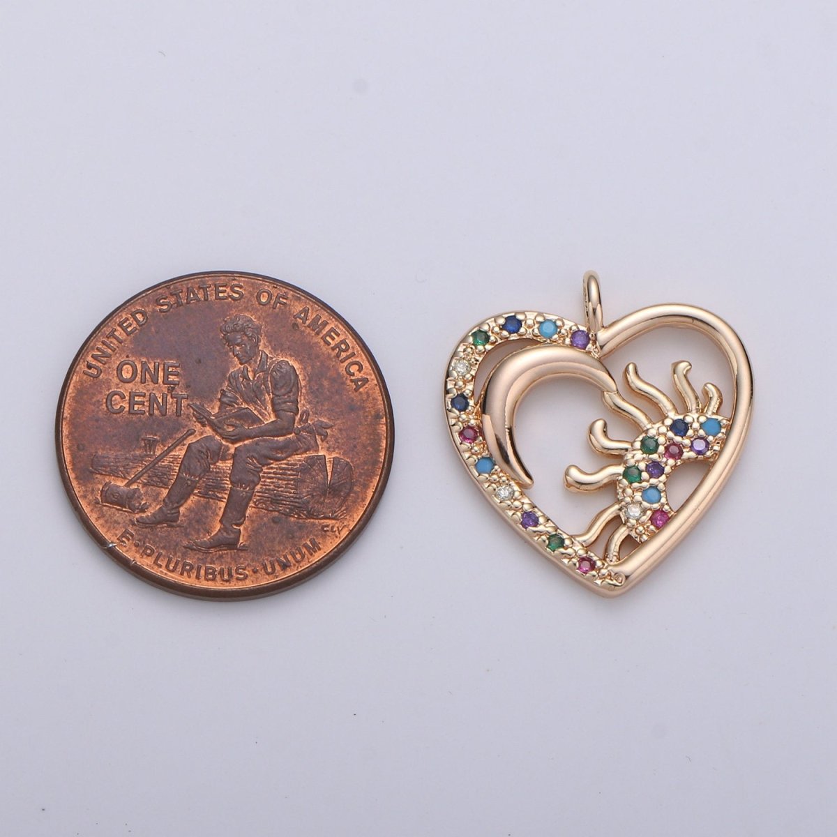 Dainty 18k Gold Filled Sun & Moon Charm Micro Pave Charm for Celestial Jewelry Necklace Pendant D-207