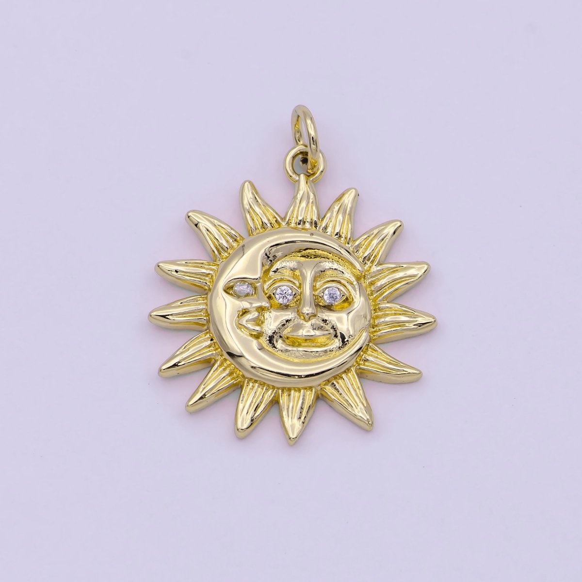 Dainty 18K Gold Filled Sun & Moon Charms in Gold / Rose Gold / Silver Color 20mmx20mm Sun moon face Happy Smile Sun Face, C-249
