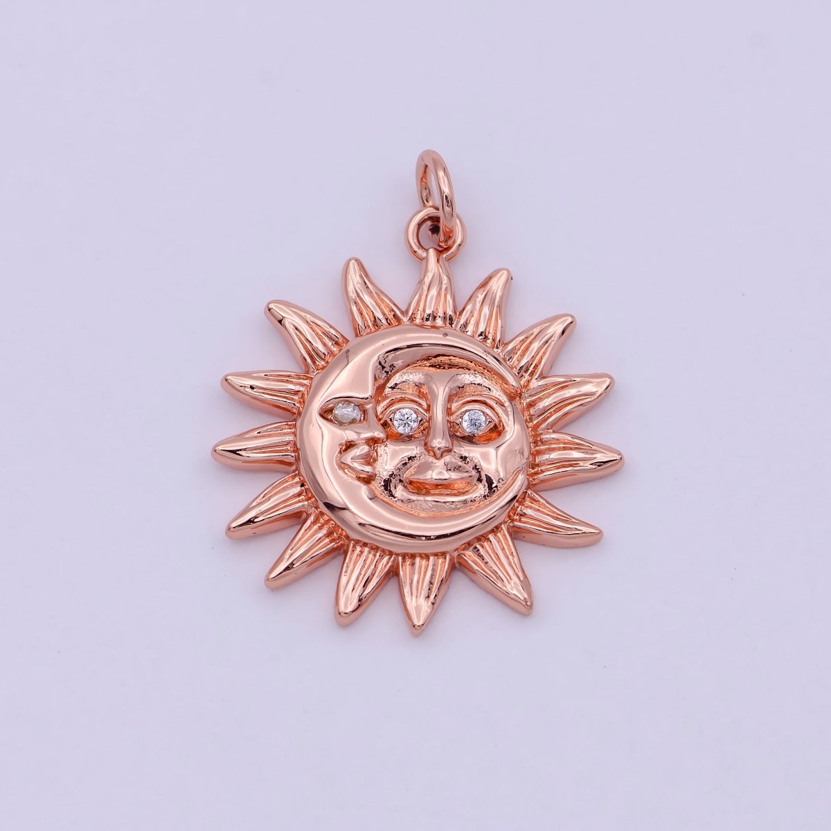 Dainty 18K Gold Filled Sun & Moon Charms in Gold / Rose Gold / Silver Color 20mmx20mm Sun moon face Happy Smile Sun Face, C-249