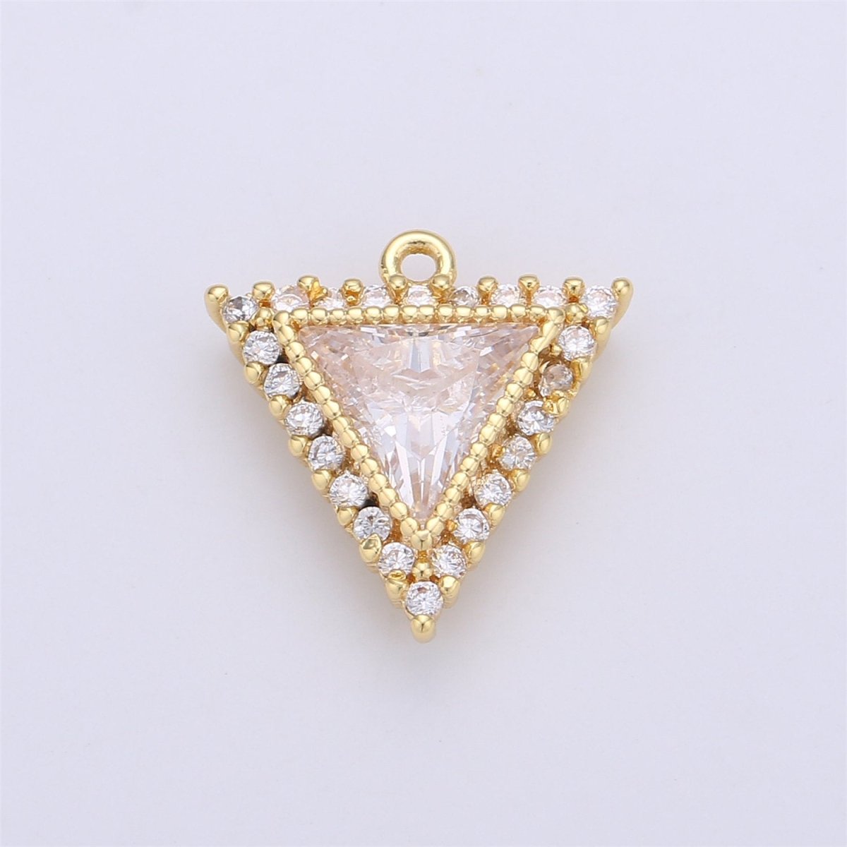 18K Gold Filled Clear CZ Micro Paved Triangle Charm | C650