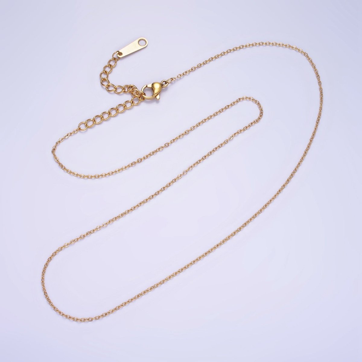 Dainty 1mm Gold Cable Chain Necklace 16 inch+ 2 inch extender long | WA-2417