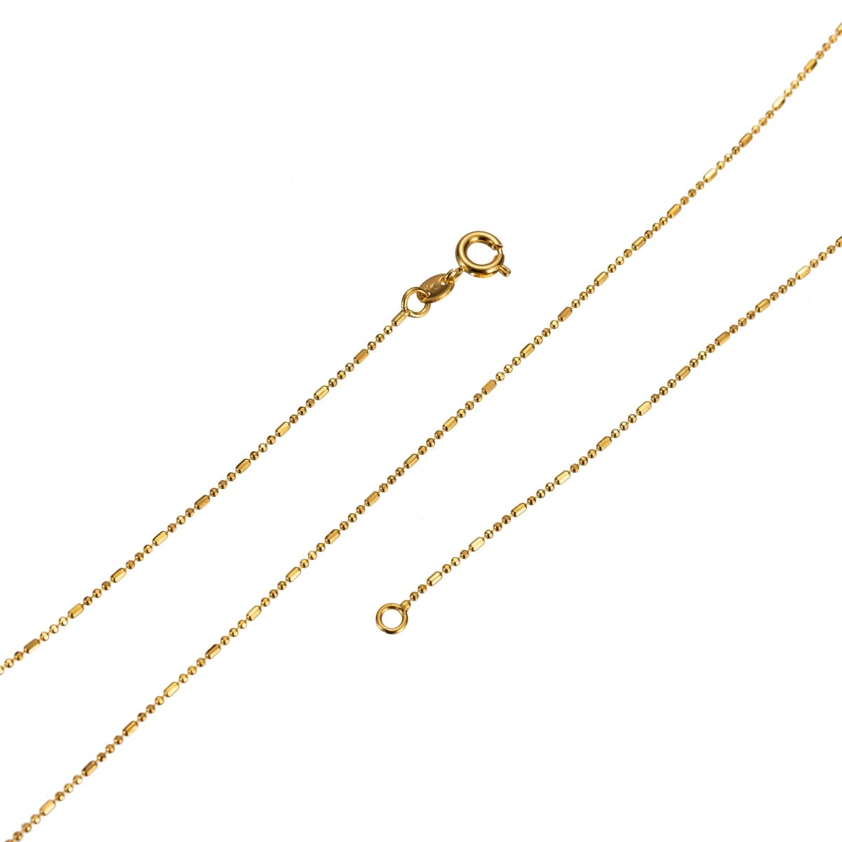 Dainty 24K Gold Filled 1mm Bead Chain Necklace in 18 inch Length Finished Ball Chain Ready to Wear with Spring Clasp Chain Replacement | CN-444  Clearance Pricing